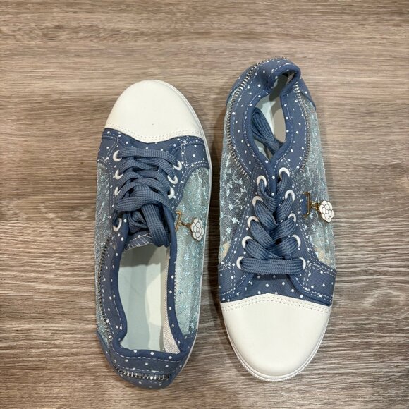 AMAZON Women's Hollow Denim Mesh Lightweight Walking Low Top Sneakers sz 8 - Picture 5 of 8